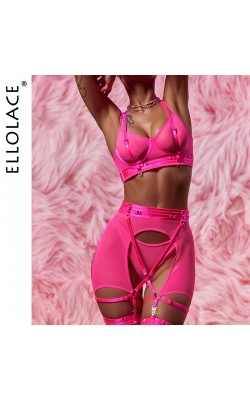 Ellolace Fancy Lingerie Delicate Bra And Panty Set Sheer Lace Outfit Luxury Bilizna Seamless Underwear Uncensored 4-Piece