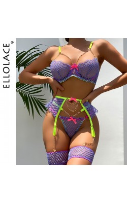 Ellolace Fine Lingerie Sexy Porn Underwear Women Body Transparent Bra Naked Without Censorship Luxury Garter Fancy Intimate